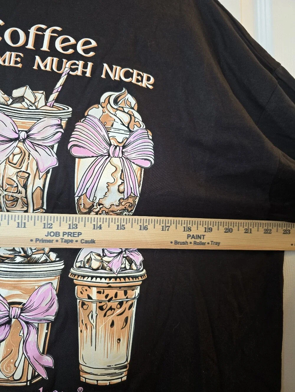 NWT Simply Southern 'Coffee Makes Me Much Nicer' Long Sleeve Tee - Black,Size XL - Picture 7 of 8